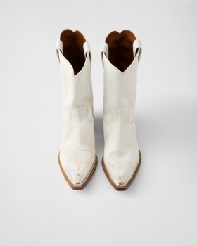Prada Leather Boots Chalk White