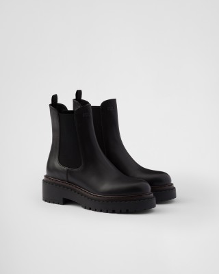 Prada Leather Chelsea Boots Black
