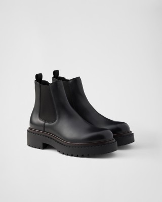 Prada Leather Chelsea Boots Black