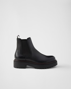 Prada Leather Chelsea Boots Black