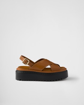 Prada Leather Crisscross Sandals Leather