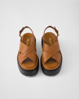 Prada Leather Crisscross Sandals Leather