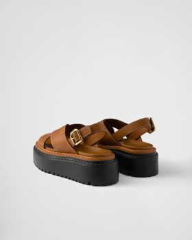 Prada Leather Crisscross Sandals Leather