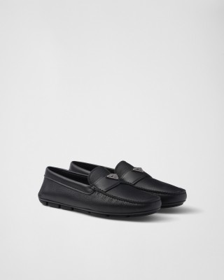 Prada Leather Driving Shoes Black