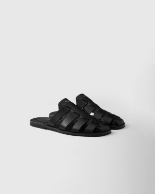Prada Leather Fisherman Mules Black