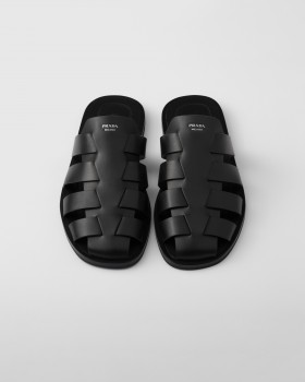 Prada Leather Fisherman Mules Black