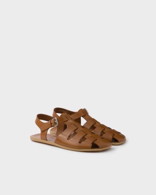 Prada Leather Fisherman Sandals Light Tan