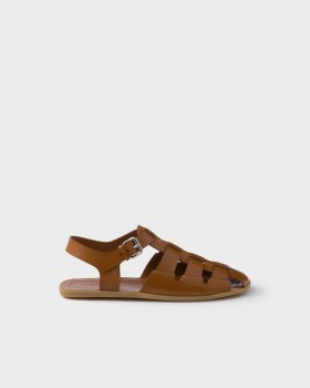 Prada Leather Fisherman Sandals Light Tan
