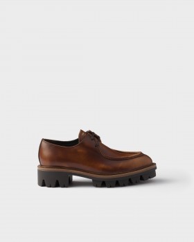 Prada Leather Lace-up Shoes Cognac