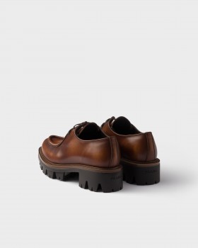 Prada Leather Lace-up Shoes Cognac