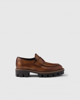 Prada Leather Loafers Cognac