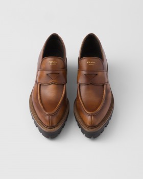 Prada Leather Loafers Cognac