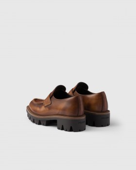 Prada Leather Loafers Cognac