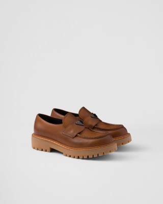Prada Leather Loafers Cognac