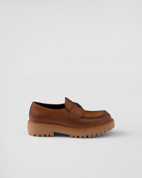 Prada Leather Loafers Cognac