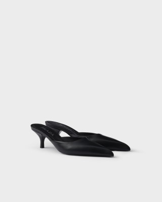 Prada Leather Mules Black