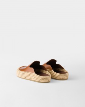 Prada Leather Mules Cognac