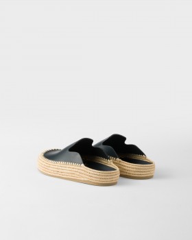 Prada Leather Mules Navy
