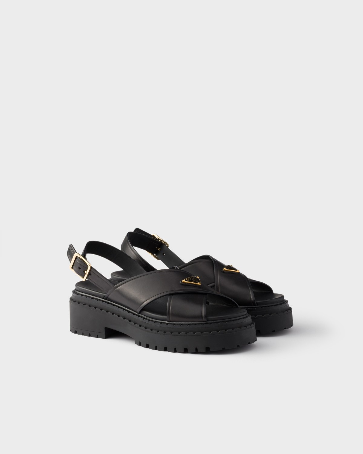 Prada Leather Sandals Black