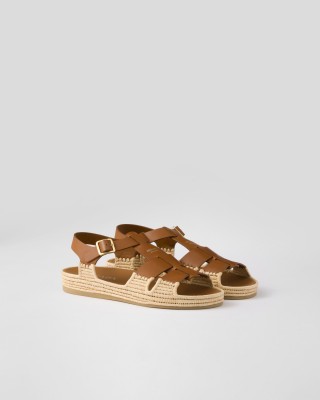 Prada Leather Sandals Light Tan