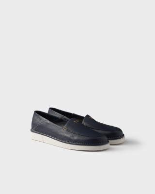 Prada Leather Slip-ons Baltic Blue