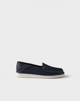 Prada Leather Slip-ons Baltic Blue