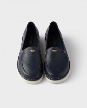 Prada Leather Slip-ons Baltic Blue
