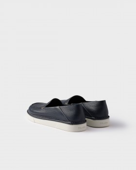 Prada Leather Slip-ons Baltic Blue