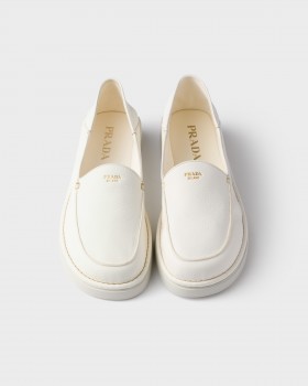 Prada Leather Slip-ons Ivory
