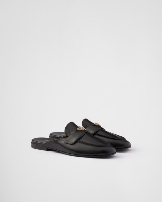 Prada Leather Slippers Black