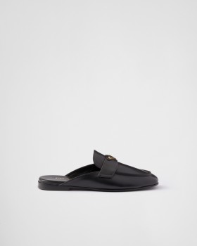Prada Leather Slippers Black