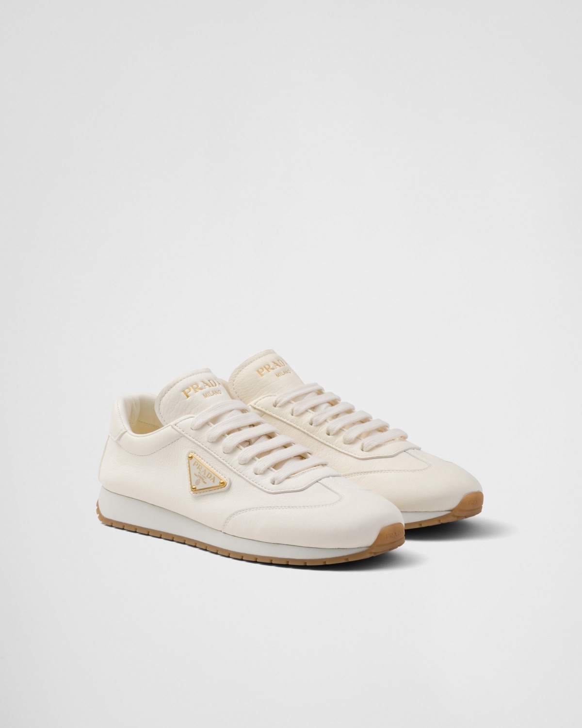 Prada Leather Sneakers Ivory