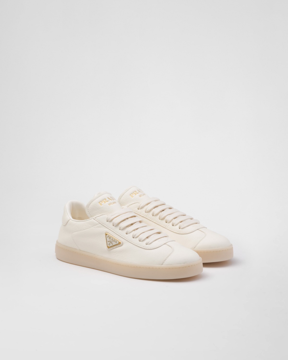 Prada Leather Sneakers Ivory