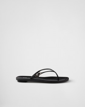 Prada Leather Thong Sandals Black