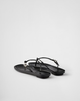 Prada Leather Thong Sandals Black