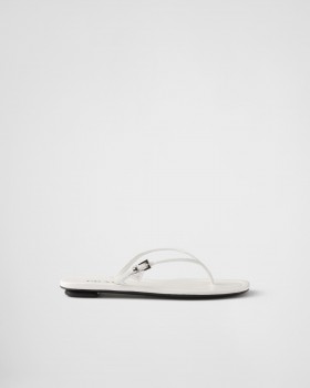 Prada Leather Thong Sandals White