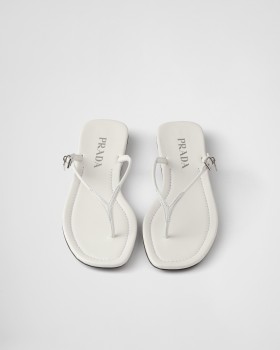 Prada Leather Thong Sandals White