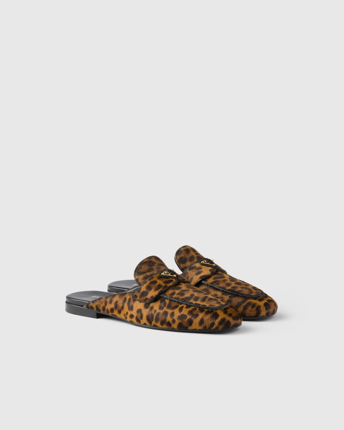 Prada Leopard-print Leather Mules Honey