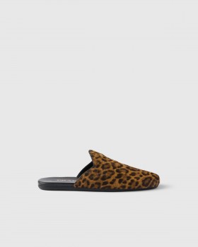Prada Leopard-print Leather Mules Honey