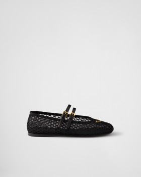 Prada Mesh Fabric Ballerinas Black