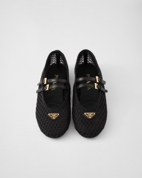 Prada Mesh Fabric Ballerinas Black
