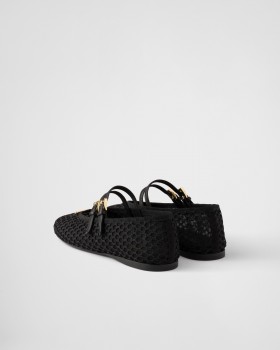 Prada Mesh Fabric Ballerinas Black