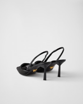 Prada Mesh Fabric Slingback Pumps Black