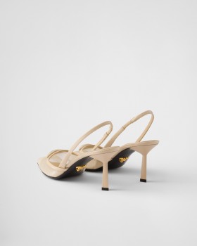 Prada Mesh Fabric Slingback Pumps Travertine Stone