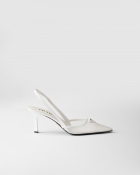 Prada Mesh Fabric Slingback Pumps White