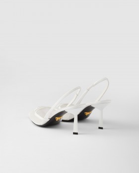 Prada Mesh Fabric Slingback Pumps White