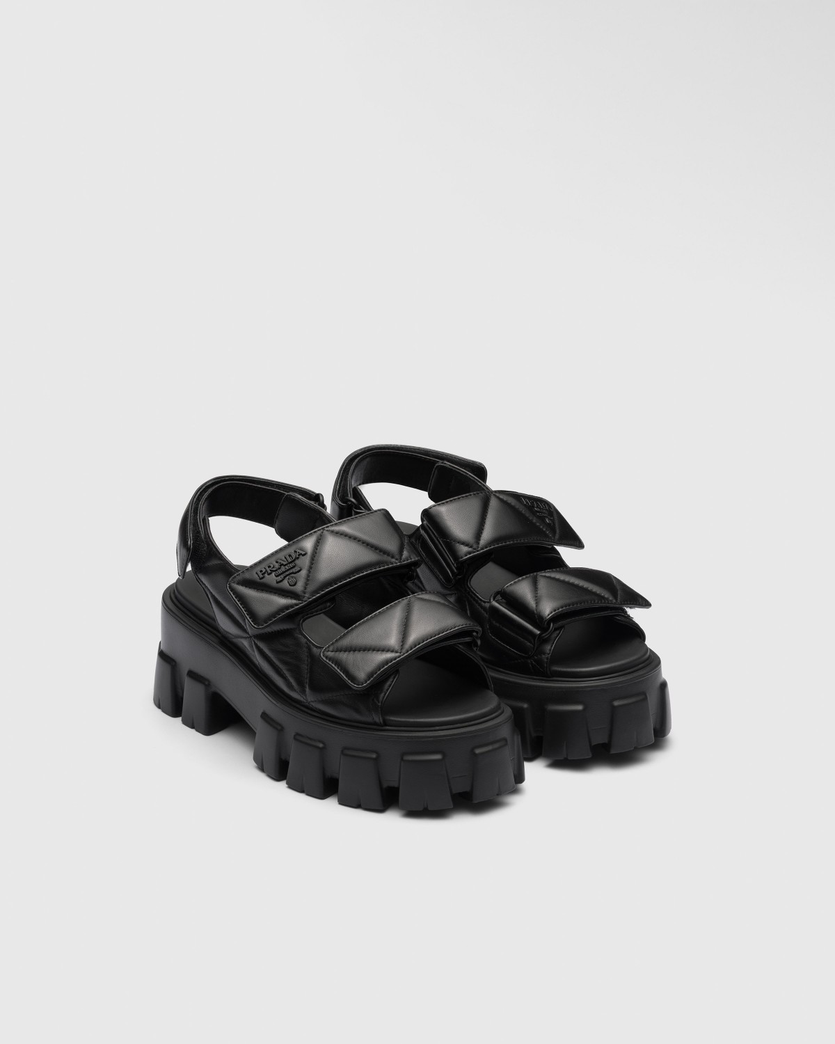 Prada Monolith Nappa Leather Sandals Black