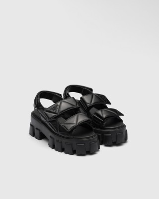 Prada Monolith Nappa Leather Sandals Black