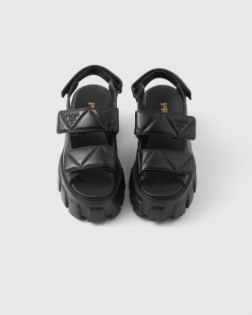 Prada Monolith Nappa Leather Sandals Black