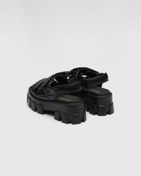 Prada Monolith Nappa Leather Sandals Black